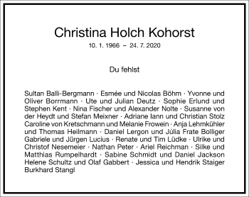 Traueranzeige von Christina Holch Kohorst von Frankfurter Allgemeine Zeitung