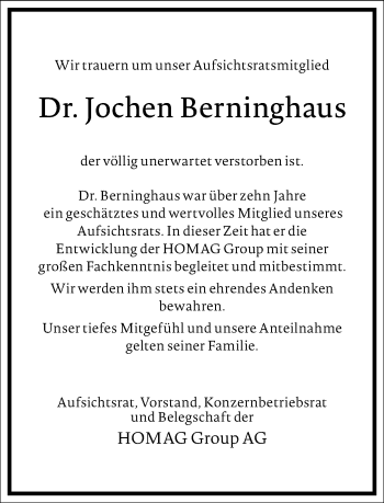 Traueranzeige von Jochen Berninghaus von Frankfurter Allgemeine Zeitung