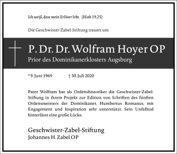 Traueranzeige von Wolfram Hoyer von Frankfurter Allgemeine Zeitung