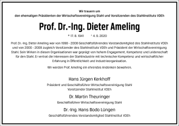 Traueranzeige von Dieter Ameling von Frankfurter Allgemeine Zeitung