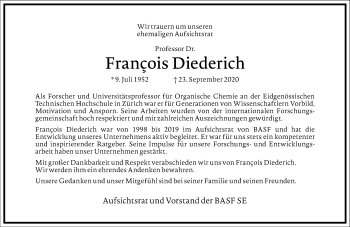 Traueranzeige von François Diederich von Frankfurter Allgemeine Zeitung