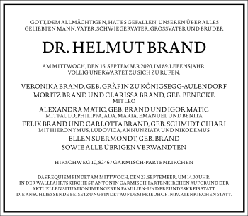 Traueranzeige von Helmut Brand von Frankfurter Allgemeine Zeitung