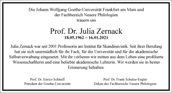 Traueranzeige von Julia Zernack von Frankfurter Allgemeine Zeitung