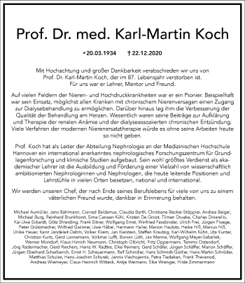 Traueranzeige von Karl-Martin Koch von Frankfurter Allgemeine Zeitung