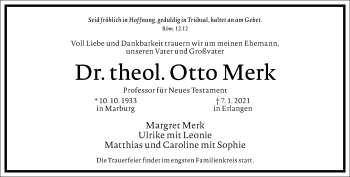 Traueranzeige von Otto Merk von Frankfurter Allgemeine Zeitung