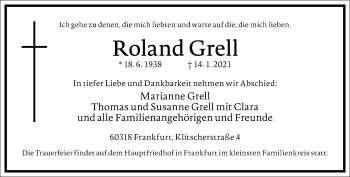 Traueranzeige von Roland Grell von Frankfurter Allgemeine Zeitung