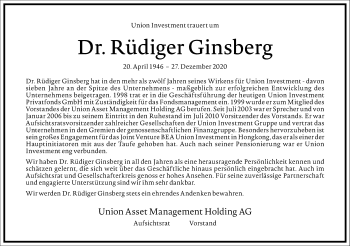 Traueranzeige von Rüdiger Ginsberg von Frankfurter Allgemeine Zeitung