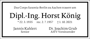 Traueranzeige von Horst König von Frankfurter Allgemeine Zeitung