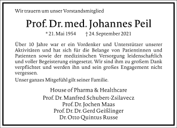 Traueranzeige von Johannes Peil von Frankfurter Allgemeine Zeitung