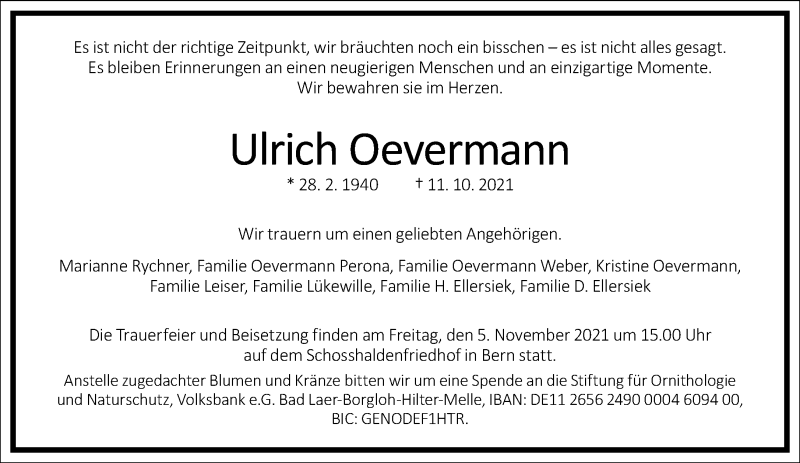  Traueranzeige für Ulrich Oevermann vom 15.10.2021 aus Frankfurter Allgemeine Zeitung