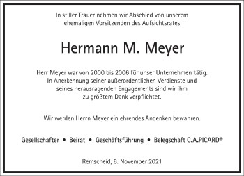 Traueranzeige von Hermann M. Meyer von Frankfurter Allgemeine Zeitung