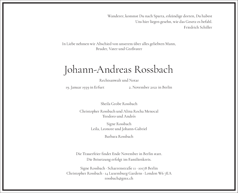  Traueranzeige für Johann-Andreas Rossbach vom 01.01.0001 aus Frankfurter Allgemeine Zeitung