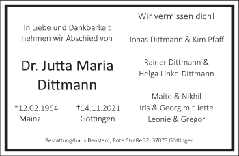 Traueranzeige von Jutta Maria von Frankfurter Allgemeine Zeitung