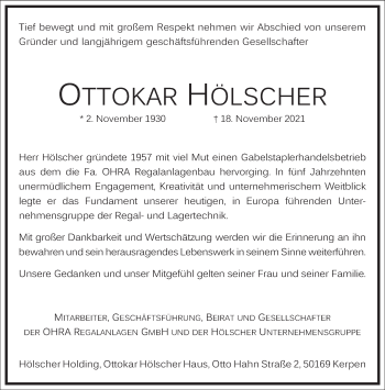 Traueranzeige von Ottokar Hölscher von Frankfurter Allgemeine Zeitung