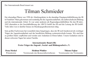 Traueranzeige von Tilman Schmieder von Frankfurter Allgemeine Zeitung