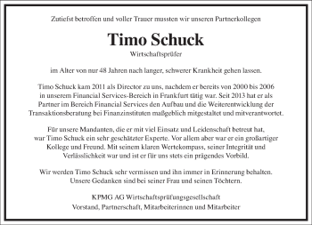 Traueranzeige von Timo Schuck von Frankfurter Allgemeine Zeitung