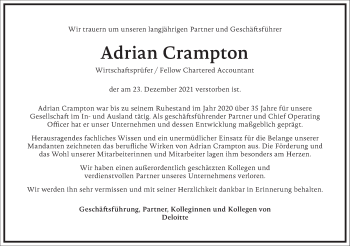 Traueranzeige von Adrian Crampton von Frankfurter Allgemeine Zeitung