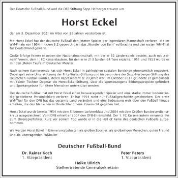 Traueranzeige von Horst Eckel von Frankfurter Allgemeine Zeitung