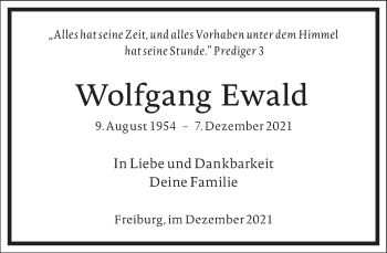 Traueranzeige von Wolfgang Ewald von Frankfurter Allgemeine Zeitung