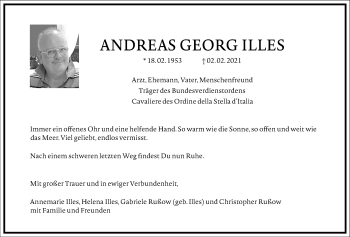 Traueranzeige von Andreas Illes von Frankfurter Allgemeine Zeitung