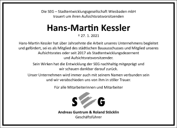 Traueranzeige von Hans-Martin Kessler von Frankfurter Allgemeine Zeitung