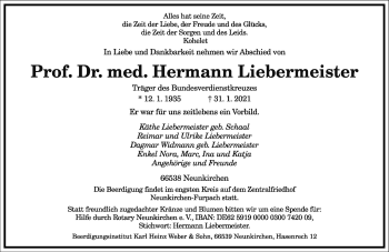 Traueranzeige von Hermann Liebermeister von Frankfurter Allgemeine Zeitung