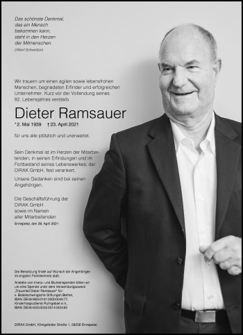 Traueranzeige von Dieter Ramsauer von Frankfurter Allgemeine Zeitung