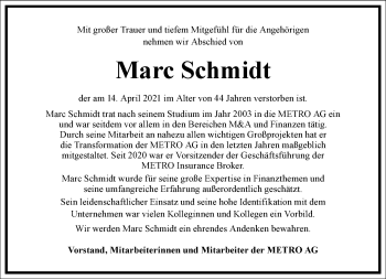Traueranzeige von Marc Schmidt von Frankfurter Allgemeine Zeitung