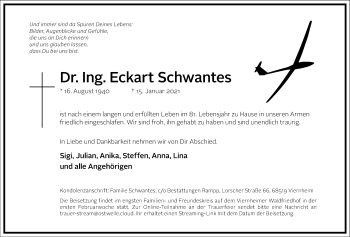 Traueranzeige von Eckart Schwantes von Frankfurter Allgemeine Zeitung