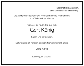 Traueranzeige von Gert König von Frankfurter Allgemeine Zeitung