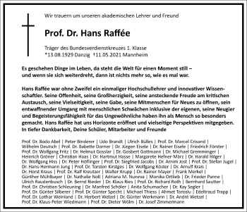 Traueranzeige von Hans Raffee von Frankfurter Allgemeine Zeitung