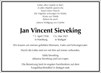 Traueranzeige von Jan Vincent Sieveking von Frankfurter Allgemeine Zeitung