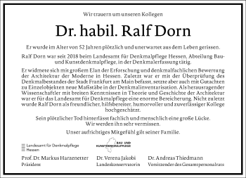 Traueranzeige von Ralf Dorn von Frankfurter Allgemeine Zeitung