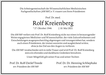 Traueranzeige von Rolf Kreienberg von Frankfurter Allgemeine Zeitung