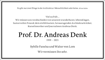 Traueranzeige von Andreas Denk von Frankfurter Allgemeine Zeitung