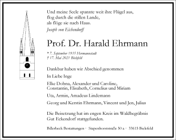 Traueranzeige von Harald Ehrmann von Frankfurter Allgemeine Zeitung