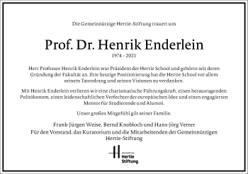 Traueranzeige von Henrik Enderlein von Frankfurter Allgemeine Zeitung