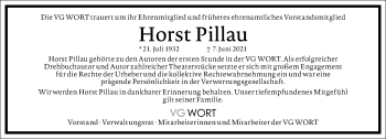 Traueranzeige von Horst Pillau von Frankfurter Allgemeine Zeitung