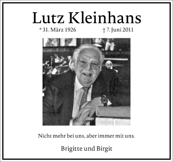 Traueranzeige von Lutz Kleinhans von Frankfurter Allgemeine Zeitung