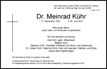 Traueranzeige von Meinrad Kühr von Frankfurter Allgemeine Zeitung