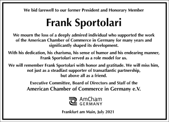 Traueranzeige von Frank Sportolari von Frankfurter Allgemeine Zeitung