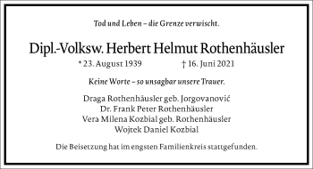 Traueranzeige von Herbert Helmut Rothenhäusler von Frankfurter Allgemeine Zeitung