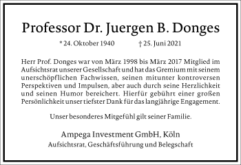 Traueranzeige von Juergen B. Donges von Frankfurter Allgemeine Zeitung