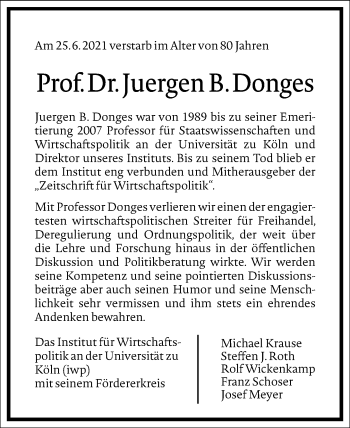 Traueranzeige von Juergen B. Donges von Frankfurter Allgemeine Zeitung