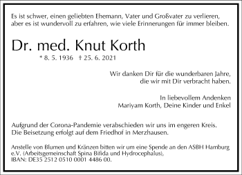 Traueranzeige von Knut Korth von Frankfurter Allgemeine Zeitung
