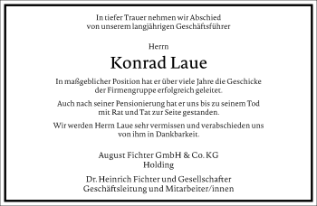 Traueranzeige von Konrad Laue von Frankfurter Allgemeine Zeitung