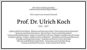 Traueranzeige von Ulrich Koch von Frankfurter Allgemeine Zeitung