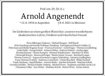 Traueranzeige von Arnold Angenendt von Frankfurter Allgemeine Zeitung