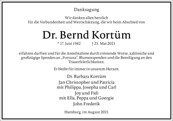 Traueranzeige von Bernd Kortüm von Frankfurter Allgemeine Zeitung