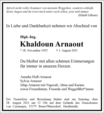 Traueranzeige von Khaldoun Arnaout von Frankfurter Allgemeine Zeitung